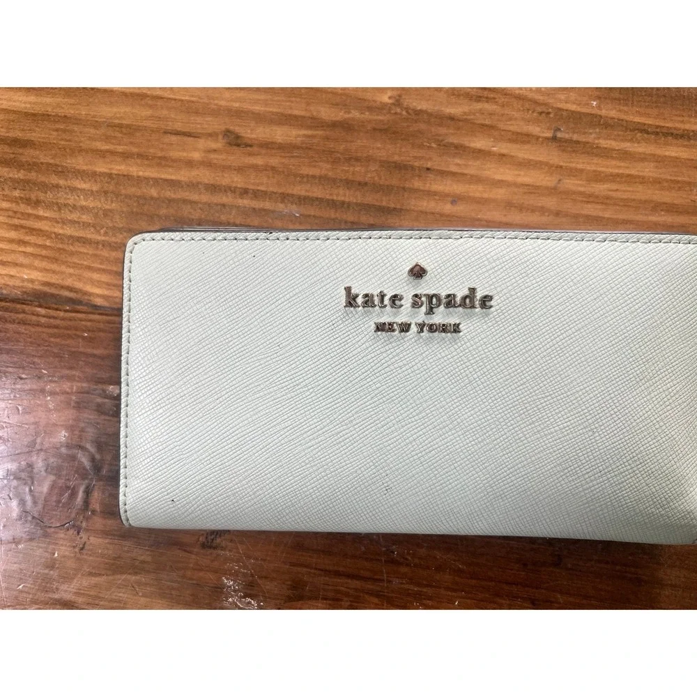 Kate Spade Mint Green Pebble Leather Tote Bag and Matching Slim Wallet Set